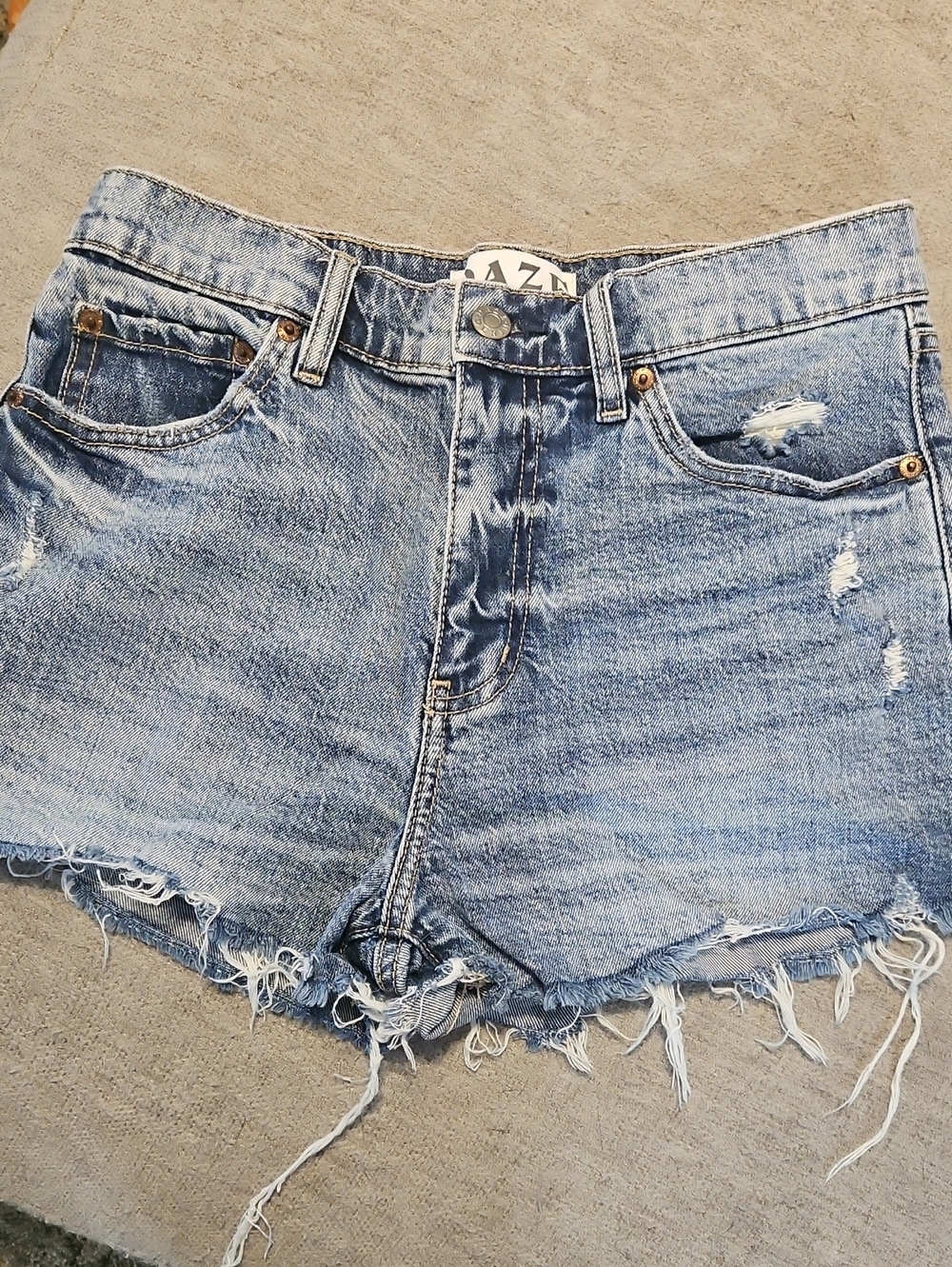 Light Blue Distressed Denim Shorts